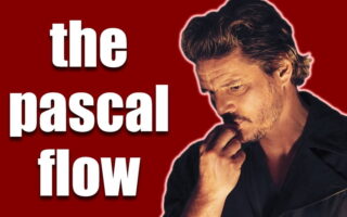 Pedro Pascal mid length flow hairstyle tutorial showing his signature textured swept back layers with tapered back and sides