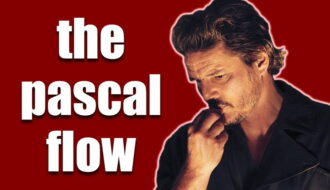 Pedro Pascal mid length flow hairstyle tutorial showing his signature textured swept back layers with tapered back and sides