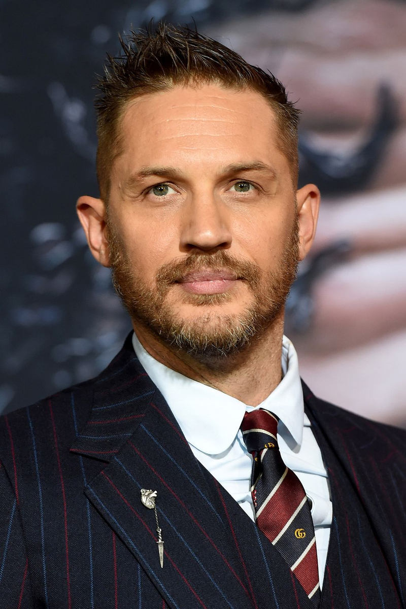 Tom Hardy's short textured crop hairstyle with closely cropped sides as Max Rockatansky in Mad Max Fury Road